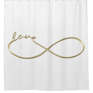 Infinity Love Lemniscate gold + your backgr. Shower Curtain