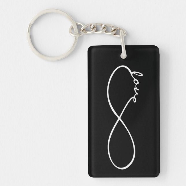 Infinity Love Lemniscate white + your backgr. Key Ring (Front)