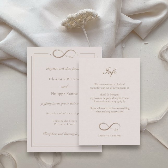 Infinity Love Light Pink Wedding Hotel Detail Info Enclosure Card (Creator Uploaded)