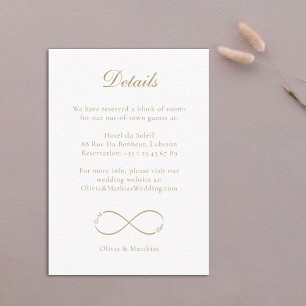 Infinity Love Monogram White Wedding Hotel Detail  Enclosure Card
