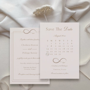 Infinity Love Pink Calendar Save The Date Wedding Invitation