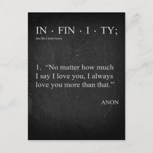 INFINITY Love you more Dictionary Definition CARD