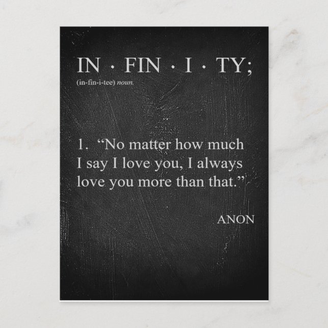 INFINITY Love you more Dictionary Definition CARD (Front)