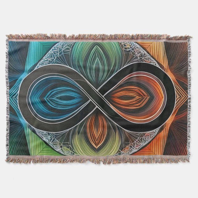 Infinity Mandala African Tribal Mask Abstract Throw Blanket (Front)