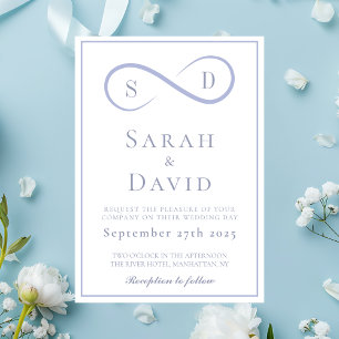  Infinity Minimalist Powder Blue Wedding Invitation