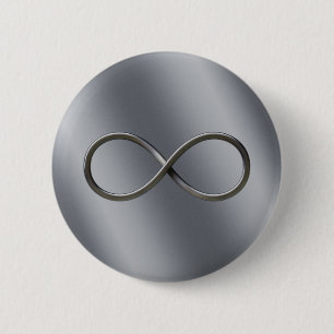 Infinity Nerd Symbol   Looking Silver Math Gift 6 Cm Round Badge