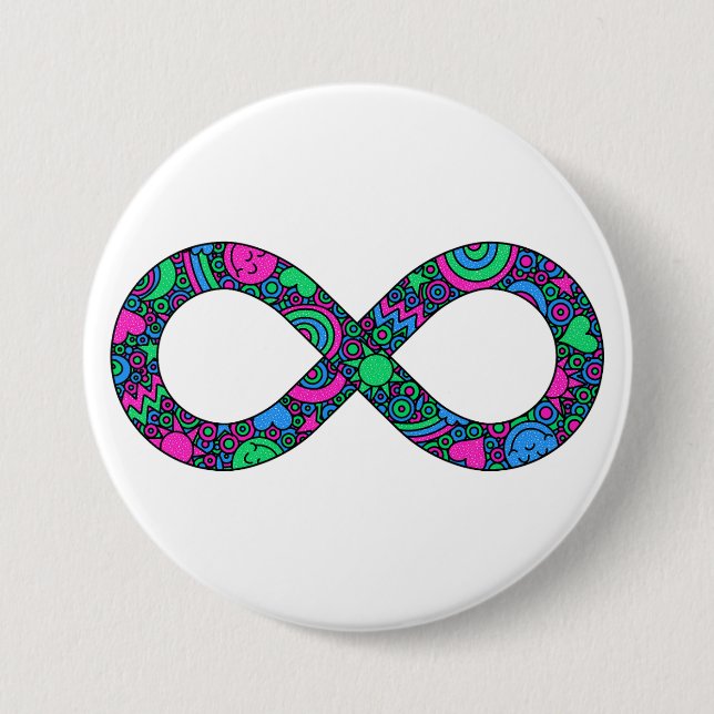 Infinity Neurodiverse Doodle Polysexual Pride Flag 7.5 Cm Round Badge (Front)