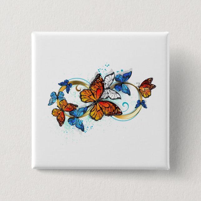 Infinity of Monarch Butterflies 15 Cm Square Badge (Front)