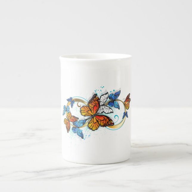 Infinity of Monarch Butterflies Bone China Mug (Front)