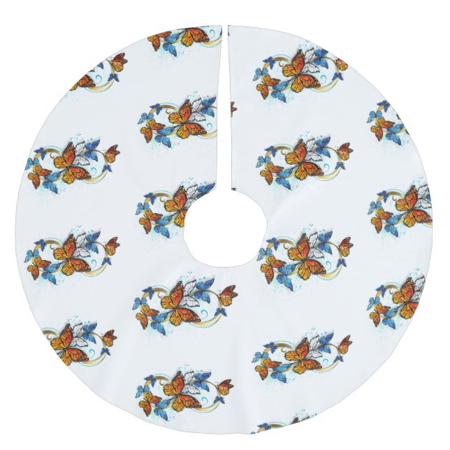 Infinity of Monarch Butterflies Brushed Polyester Tree Skirt (Front)