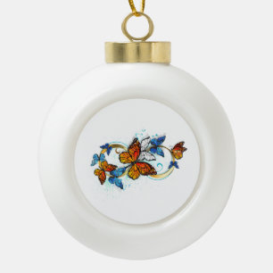 Infinity of Monarch Butterflies Ceramic Ball Christmas Ornament