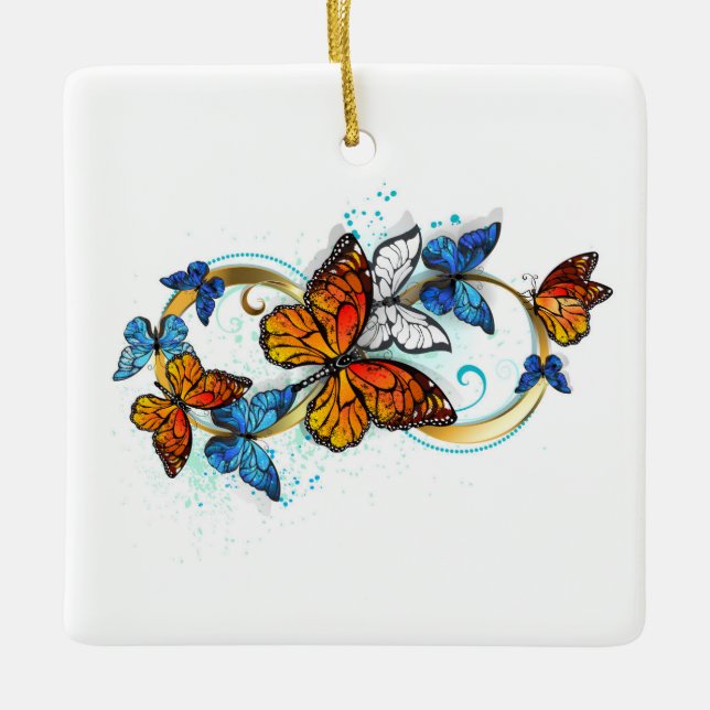 Infinity of Monarch Butterflies Ceramic Ornament (Front)