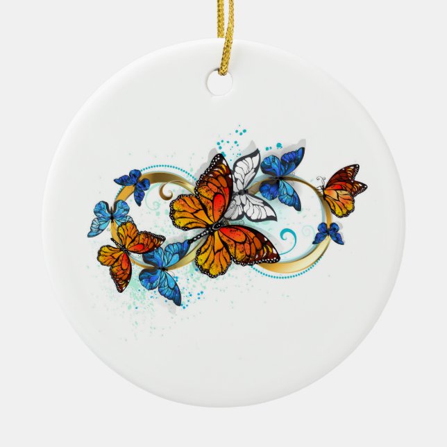 Infinity of Monarch Butterflies Ceramic Ornament (Front)