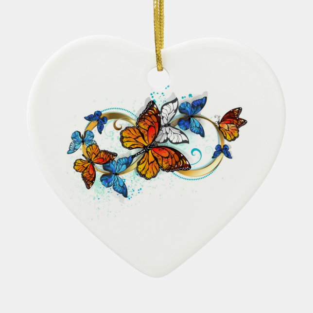 Infinity of Monarch Butterflies Ceramic Ornament (Front)