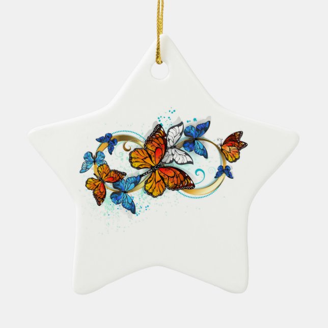Infinity of Monarch Butterflies Ceramic Ornament (Front)