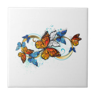 Infinity of Monarch Butterflies Ceramic Tile