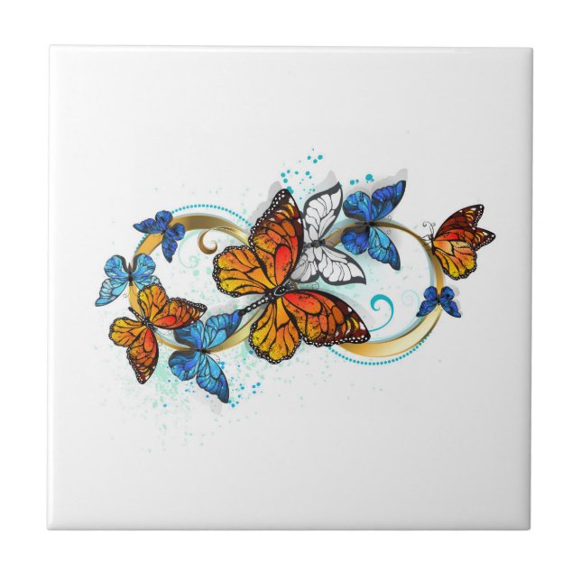 Infinity of Monarch Butterflies Ceramic Tile (Front)