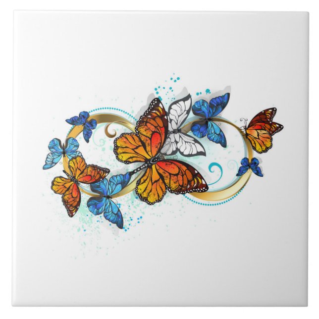 Infinity of Monarch Butterflies Ceramic Tile (Front)