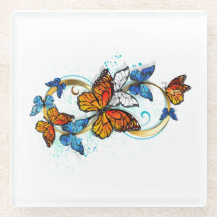 Infinity of Monarch Butterflies Glass Coaster