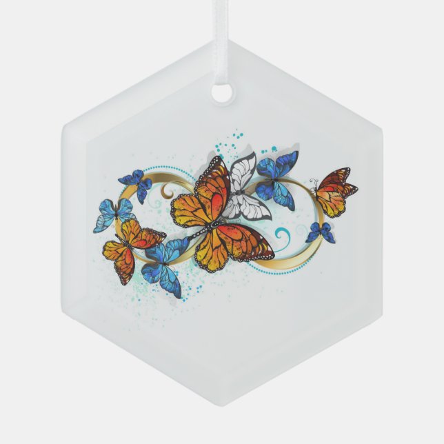 Infinity of Monarch Butterflies Glass Tree Decoration (Front)