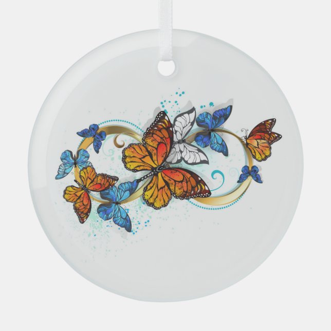 Infinity of Monarch Butterflies Glass Tree Decoration (Front)