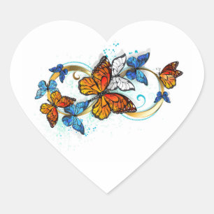 Infinity of Monarch Butterflies Heart Sticker
