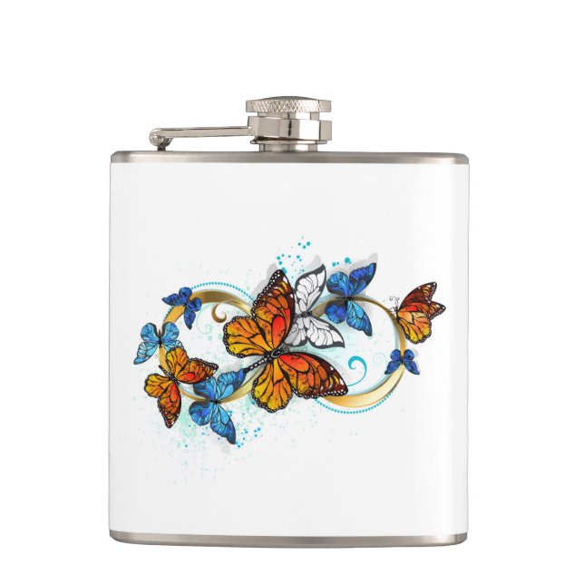 Infinity of Monarch Butterflies Hip Flask (Front)