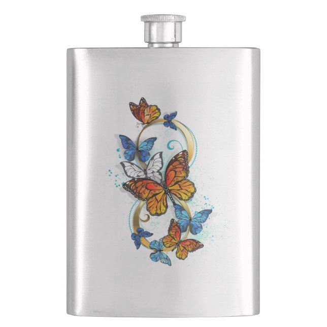 Infinity of Monarch Butterflies Hip Flask (Front)