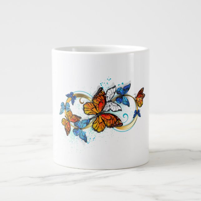 Infinity of Monarch Butterflies Large Coffee Mug (Front)
