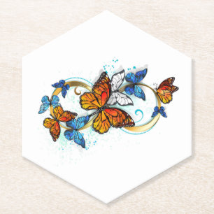 Infinity of Monarch Butterflies Paper Coaster