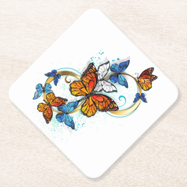 Infinity of Monarch Butterflies Paper Coaster (Front)