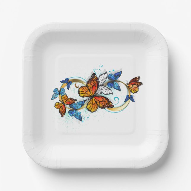 Infinity of Monarch Butterflies Paper Plate (Front)