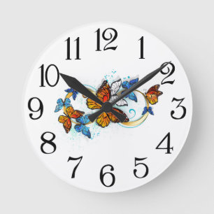 Infinity of Monarch Butterflies Round Clock
