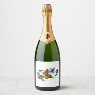 Infinity of Monarch Butterflies Sparkling Wine Label