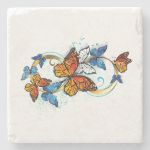 Infinity of Monarch Butterflies Stone Coaster