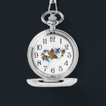 Infinity of Monarch Butterflies Watch<br><div class="desc">Symbol infinity made of gold,  decorated with realistic orange and blue on a white background. Butterfly morpho and Monarch. Design with butterflies.</div>