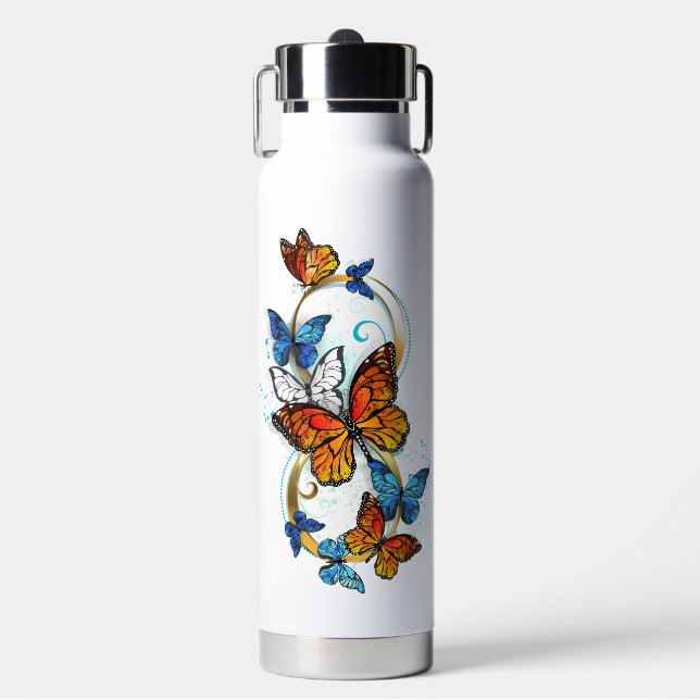 Infinity of Monarch Butterflies Water Bottle (Front)