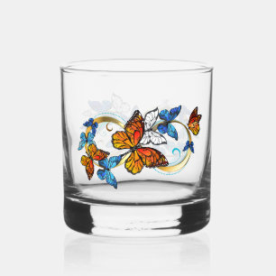 Infinity of Monarch Butterflies Whiskey Glass