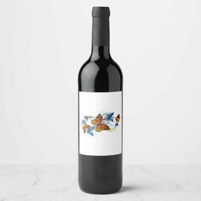Infinity of Monarch Butterflies Wine Label (Front)