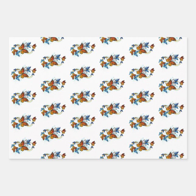 Infinity of Monarch Butterflies Wrapping Paper Sheet (Front)