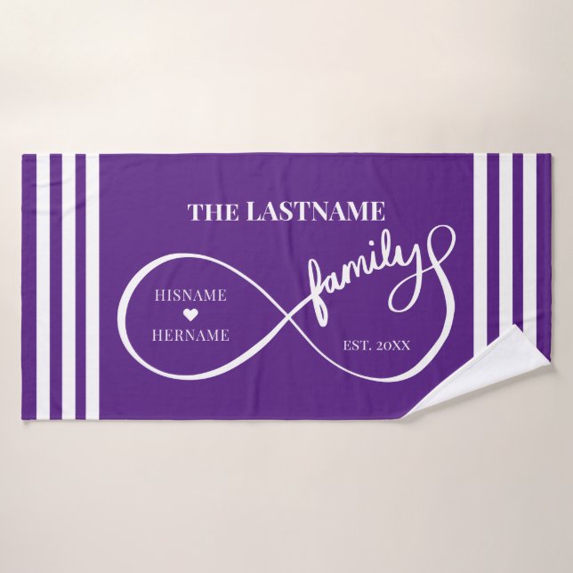 Infinity Personalised Family Name and Est. Date Bath Towel (Bath Towel)