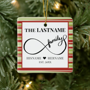 Infinity Personalised Family Name and Est. Date Ceramic Ornament