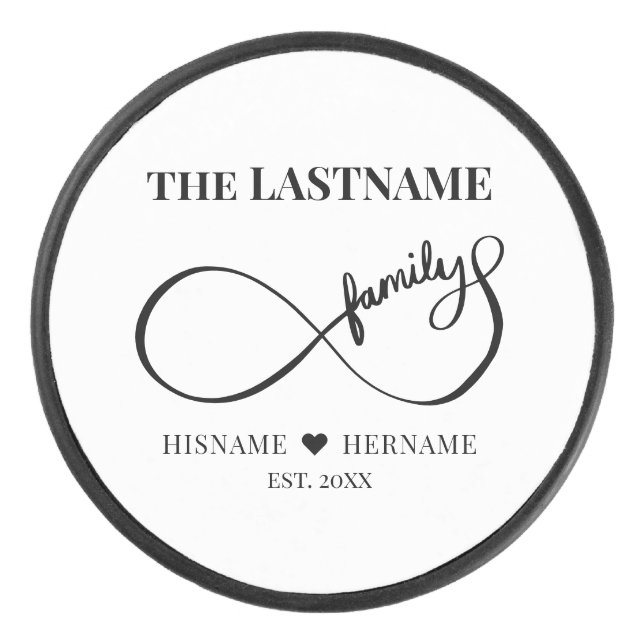 Infinity Personalised Family Name and Est. Date Hockey Puck (Front)
