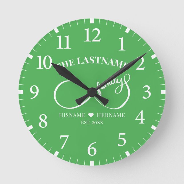 Infinity Personalised Family Name and Est. Date Round Clock (Front)