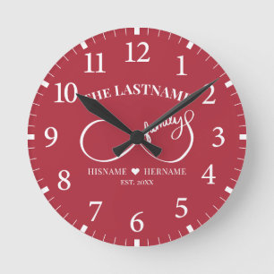 Infinity Personalised Family Name and Est. Date Round Clock