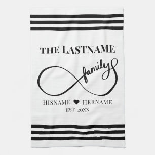 Infinity Personalised Family Name and Est. Date Tea Towel