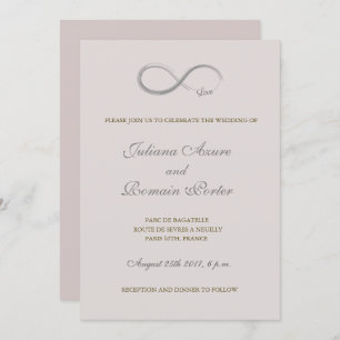 Infinity sign blush pink grey minimalist Wedding Invitation