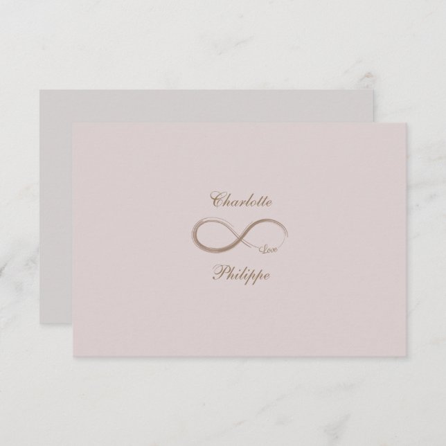 Infinity Sign Dusty Pink Grey Gold Wedding RSVP Invitation (Front/Back)