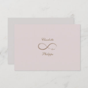 Infinity Sign Dusty Pink Grey Gold Wedding RSVP Invitation
