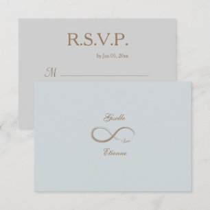 Infinity Sign Gold Blue Custom Name Wedding RSVP Invitation